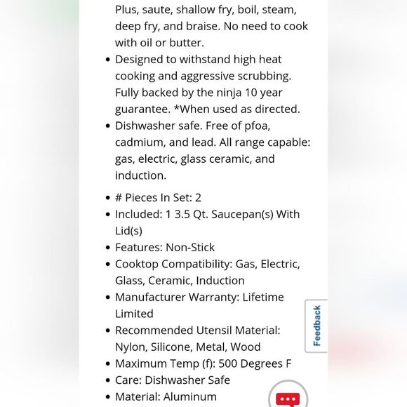 Ninja NeverStick Professional Series 3 1/2QT Saucepan w/ Lid - Picture 12 of 15